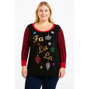 United States Women's Fa La La Holiday Christmas Pullover Sweater Size XXL NWOT